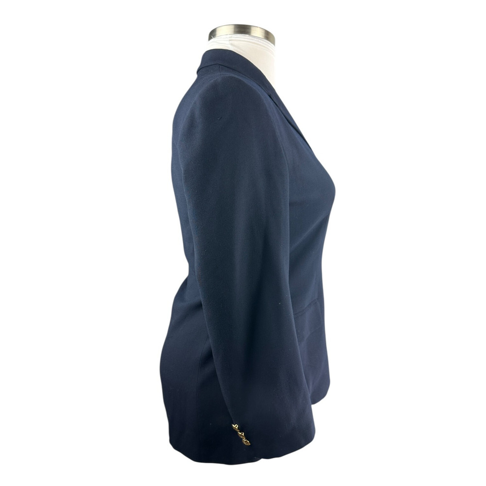 *Flaw Lauren Ralph Lauren Crown Crest 100% Wool Blazer Jacket Navy Womens Size 6 - Picture 3 of 16